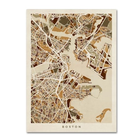 Michael Tompsett 'Boston MA Street Map Brown' Canvas Art,18x24